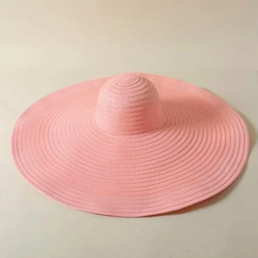 blush pink huge oversized wide brim straw hat